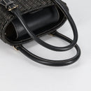 Salvatore Ferragamo Gancini Hand Bag Rattan Black Gold Auth 142185V-7