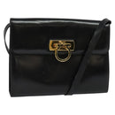 Salvatore Ferragamo Gancini Shoulder Bag Leather Black Gold Auth 142187-1
