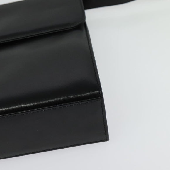 Salvatore Ferragamo Gancini Shoulder Bag Leather Black Gold Auth 142187