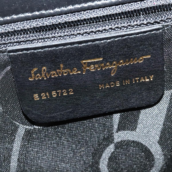 Salvatore Ferragamo Gancini Shoulder Bag Leather Black Gold Auth 142187