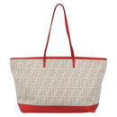 FENDI Zucca Canvas Tote Bag PVC White Gold Auth 142189-2
