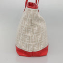 FENDI Zucca Canvas Tote Bag PVC White Gold Auth 142189-3