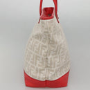 FENDI Zucca Canvas Tote Bag PVC White Gold Auth 142189-4