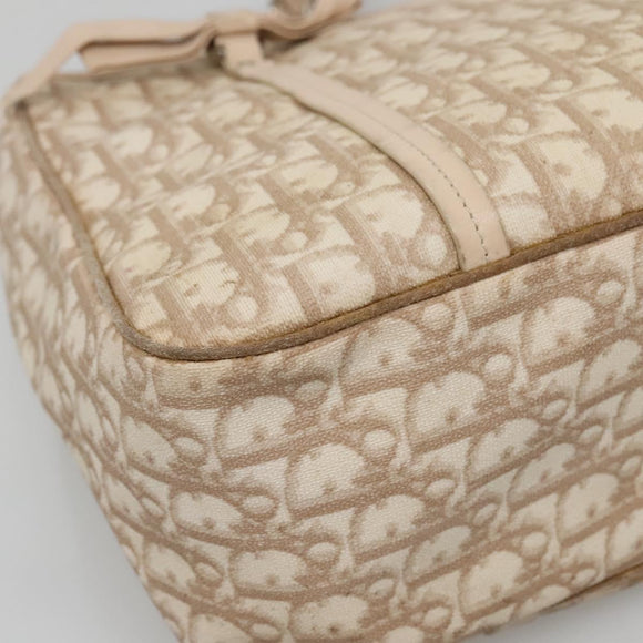 Christian Dior Trotter Canvas Romantic Tote Bag PVC Beige Silver Auth 142190
