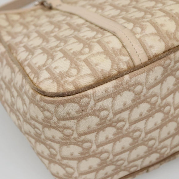 Christian Dior Trotter Canvas Romantic Tote Bag PVC Beige Silver Auth 142190