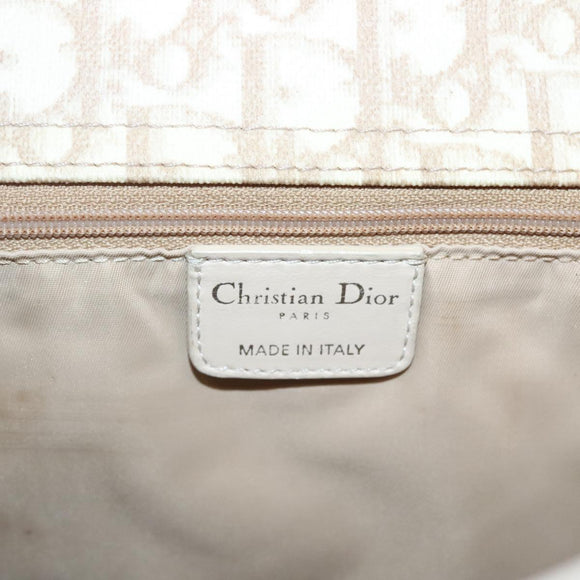 Christian Dior Trotter Canvas Romantic Tote Bag PVC Beige Silver Auth 142190