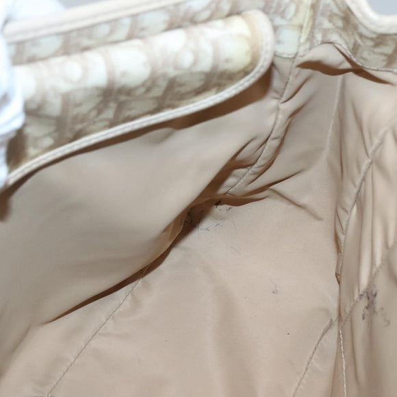 Christian Dior Trotter Canvas Romantic Tote Bag PVC Beige Silver Auth 142190