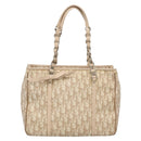 Christian Dior Trotter Canvas Romantic Tote Bag PVC Beige Silver Auth 142190-13