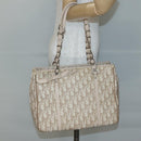 Christian Dior Trotter Canvas Romantic Tote Bag PVC Beige Silver Auth 142190-20