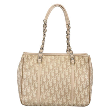 Christian Dior Trotter Canvas Romantic Tote Bag PVC Beige Silver Auth 142190 - 0