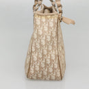 Christian Dior Trotter Canvas Romantic Tote Bag PVC Beige Silver Auth 142190-3