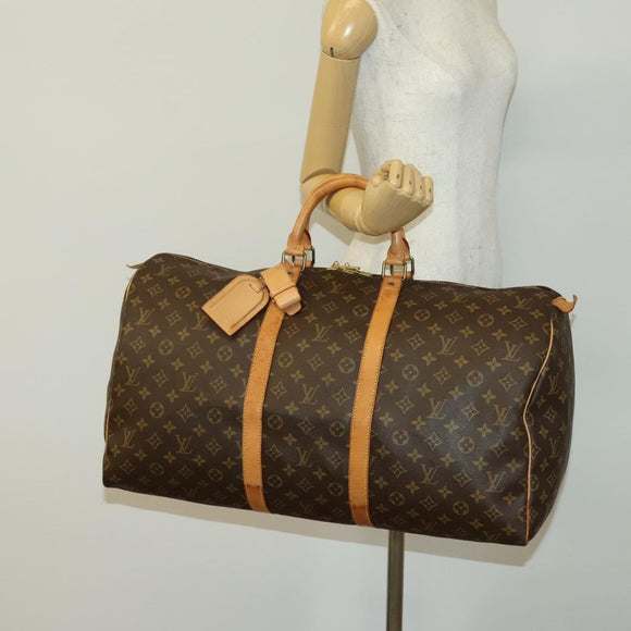 LOUIS VUITTON Monogram Keepall 55 Boston Bag M41424 LV Auth 142205