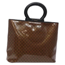 CELINE Macadam Canvas Hand Bag Enamel Brown Gold Auth 142207-1