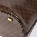 CELINE Macadam Canvas Hand Bag Enamel Brown Gold Auth 142207-9