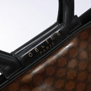 CELINE Macadam Canvas Hand Bag Enamel Brown Gold Auth 142207-10