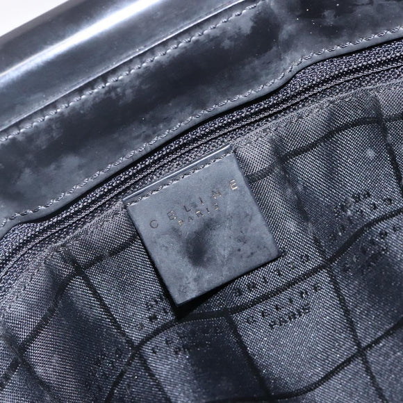 CELINE Macadam Canvas Hand Bag Enamel Brown Gold Auth 142207