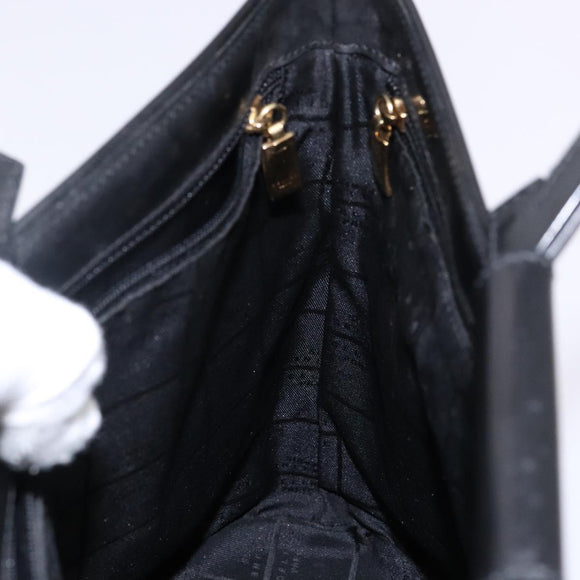 CELINE Macadam Canvas Hand Bag Enamel Brown Gold Auth 142207