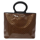 CELINE Macadam Canvas Hand Bag Enamel Brown Gold Auth 142207-13