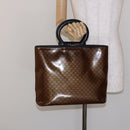 CELINE Macadam Canvas Hand Bag Enamel Brown Gold Auth 142207-22