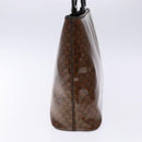 CELINE Macadam Canvas Hand Bag Enamel Brown Gold Auth 142207-4