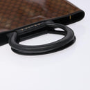 CELINE Macadam Canvas Hand Bag Enamel Brown Gold Auth 142207-7