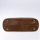 CELINE Macadam Canvas Hand Bag Enamel Brown Gold Auth 142207-5