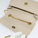 CELINE Chain Shoulder Bag Leather Beige Gold Auth 142210-10