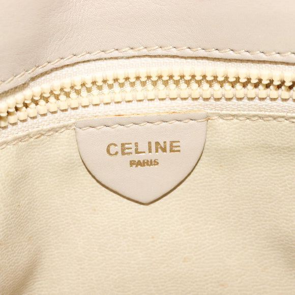 CELINE Chain Shoulder Bag Leather Beige Gold Auth 142210