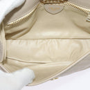 CELINE Chain Shoulder Bag Leather Beige Gold Auth 142210-11