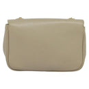 CELINE Chain Shoulder Bag Leather Beige Gold Auth 142210-2