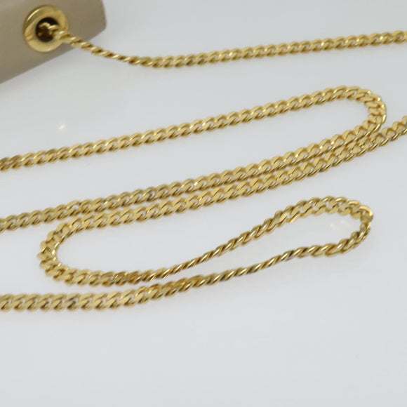 CELINE Chain Shoulder Bag Leather Beige Gold Auth 142210