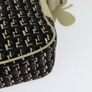 CHANEL Shoulder Bag Canvas Black Silver CC Auth 142211-16