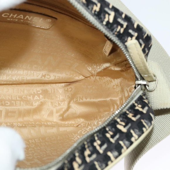 CHANEL Shoulder Bag Canvas Black Silver CC Auth 142211