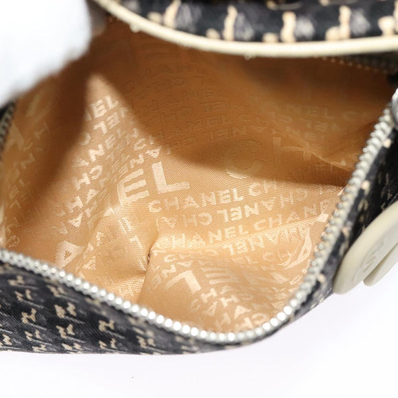 CHANEL Shoulder Bag Canvas Black Silver CC Auth 142211