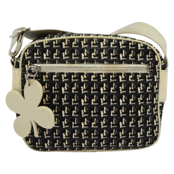 CHANEL Shoulder Bag Canvas Black Silver CC Auth 142211