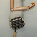 CHANEL Shoulder Bag Canvas Black Silver CC Auth 142211-22