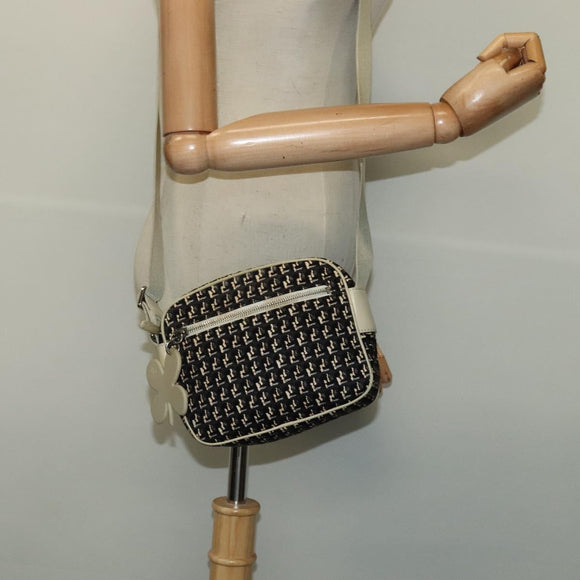 CHANEL Shoulder Bag Canvas Black Silver CC Auth 142211