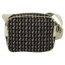 CHANEL Shoulder Bag Canvas Black Silver CC Auth 142211-2