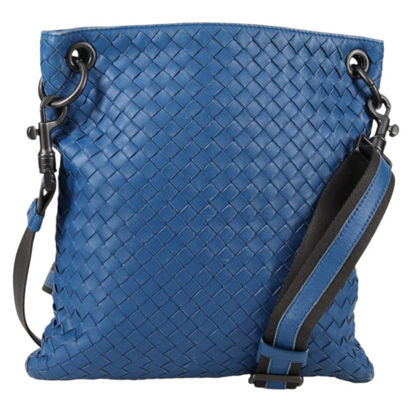 BOTTEGA VENETA INTRECCIATO Shoulder Bag Leather Blue Auth 142212V