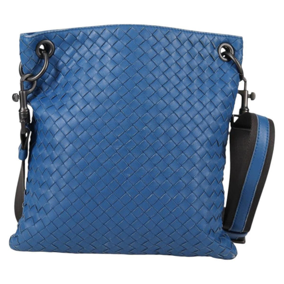 BOTTEGA VENETA INTRECCIATO Shoulder Bag Leather Blue Auth 142212V