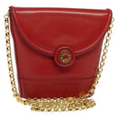 TIFFANY&Co. Chain Shoulder Bag Leather Red Gold Auth 142218-1