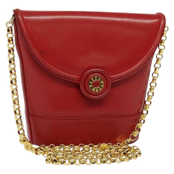 TIFFANY&Co. Chain Shoulder Bag Leather Red Gold Auth 142218