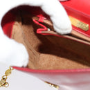 TIFFANY&Co. Chain Shoulder Bag Leather Red Gold Auth 142218-20
