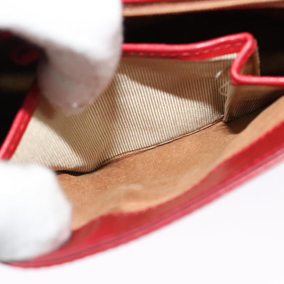 TIFFANY&Co. Chain Shoulder Bag Leather Red Gold Auth 142218