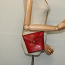TIFFANY&Co. Chain Shoulder Bag Leather Red Gold Auth 142218-22