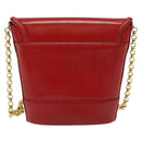 TIFFANY&Co. Chain Shoulder Bag Leather Red Gold Auth 142218-2