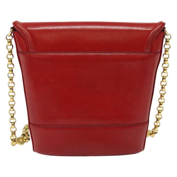 TIFFANY&Co. Chain Shoulder Bag Leather Red Gold Auth 142218 - 0