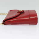TIFFANY&Co. Chain Shoulder Bag Leather Red Gold Auth 142218-3
