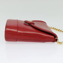 TIFFANY&Co. Chain Shoulder Bag Leather Red Gold Auth 142218-4