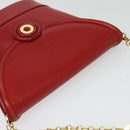 TIFFANY&Co. Chain Shoulder Bag Leather Red Gold Auth 142218-6